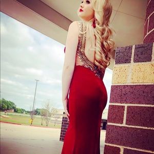 Jonathan Kayne formal red velvet dress.  Size six, stretchy fabric, size 6.